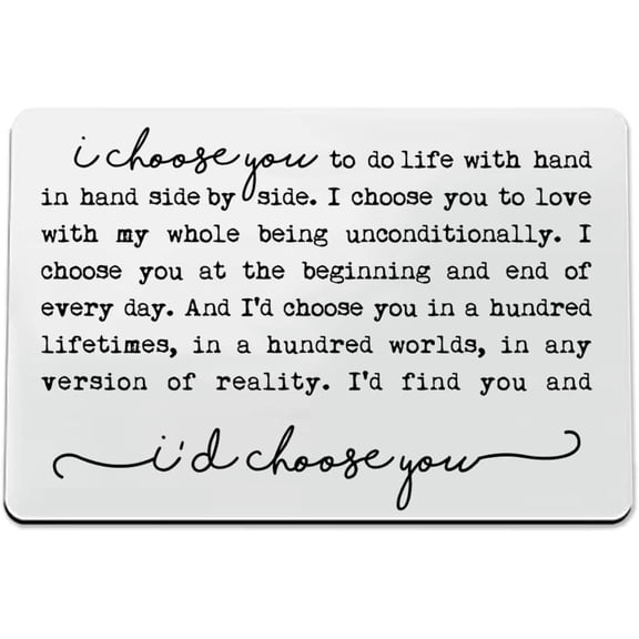 Daisyco Gifts I Choose You Metal Wallet Insert Card, Engraved Love Note Gift for Him