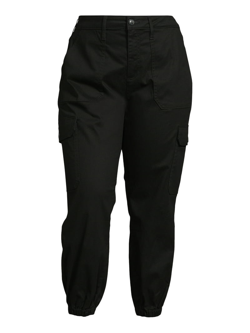 Terra & Sky Women's Plus Size Cargo Jogger Pants, 28” Inseam