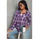 thumbnail image 4 of Camisa de franela a cuadros Keva Molly de manga larga para mujer, color morado XL, 4 of 6