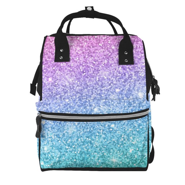 Fotbe Multicolor Glitter Mochila Maternidad - Lona de Sarga Impermeable, Mochila de Pañales de Gran Capacidad con Múltiples Bolsillos y Correas Ajustables