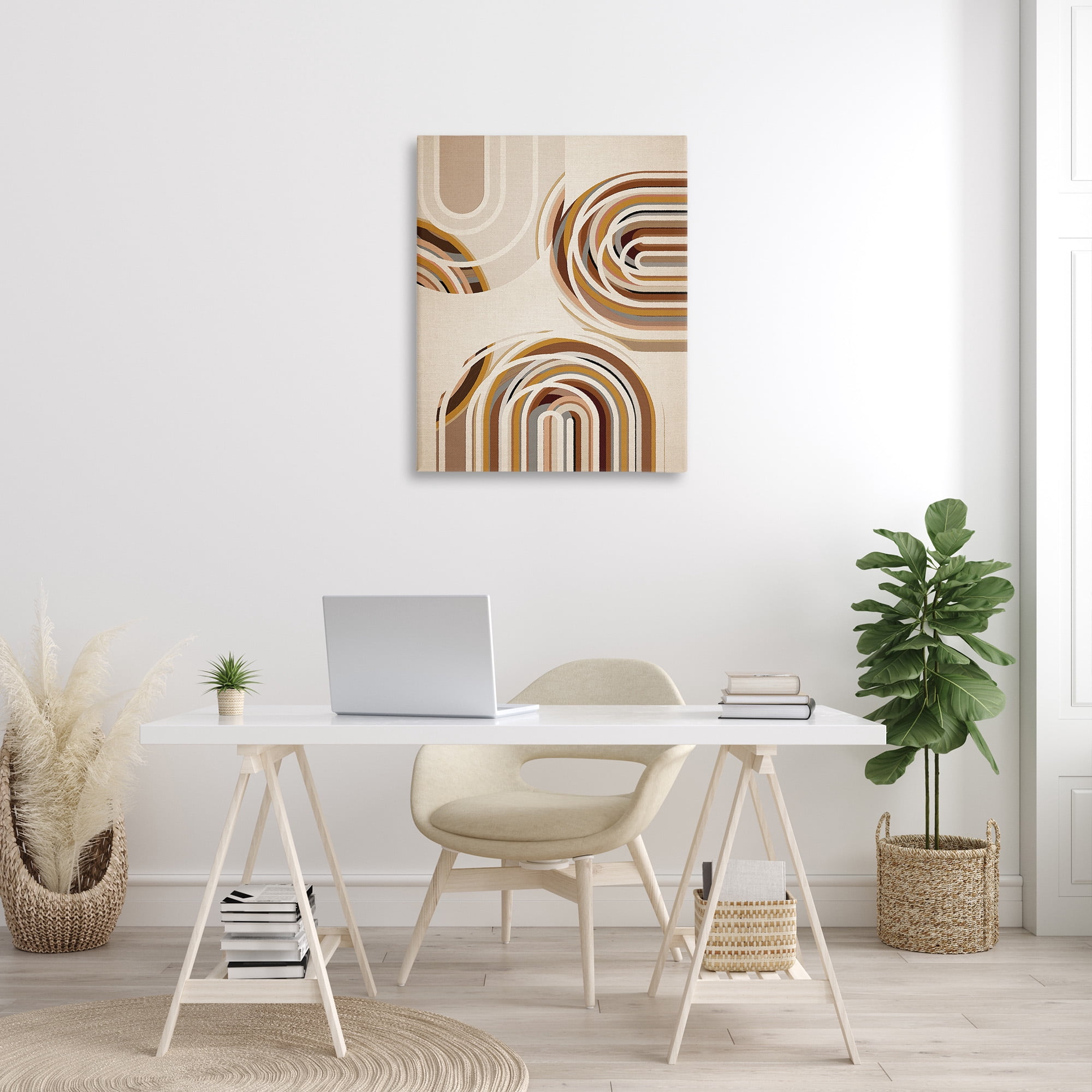 Stupell Industries Neutral Overlapping Arches Abstract Painting Gallery Wrapped Canvas Art Print Wall Art, 30 x 40