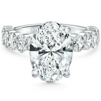 Pompeii Certified 6Ct Oval Diamond Side Stone Engagement 14k White Gold Lab Grown (I,VS2)
