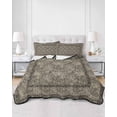 thumbnail image 2 of Quilt King Size Bedding Set, Grey Boho Reversible Summer Quilt 3 Pieces, Vintage Ethnic Tribe Abstract Art Floral Lightweight Bedspreads Coverlets with 2 Pillow Shams for All Seasons, 2 of 5