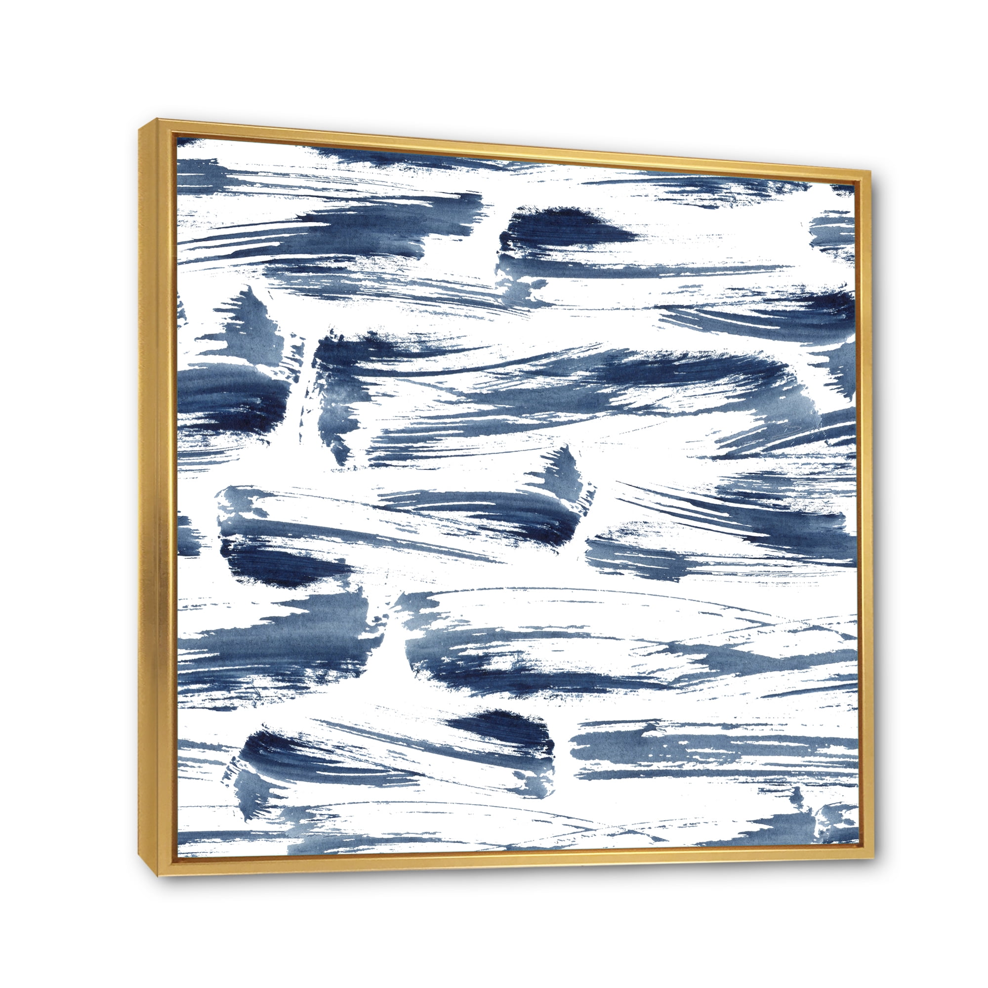 Blue Abstract Aquatic Texture 36 in x 36 in Framed Painting Canvas Art Print, by Designart