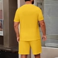 thumbnail image 4 of Domuza Mens Summer 2 Piece Tracksuit Crew Neck Tee Tops and Plain Shorts Vacation Workout Shirts Sets Yellow XL, 4 of 4