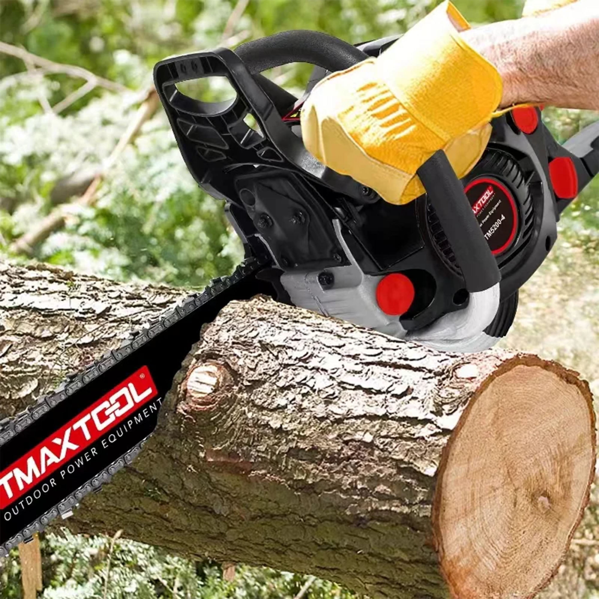 CQSXDA 62CC Engine Black Gas Chainsaw 20 Inch Heavy Duty Tool for Pruning Limbing and Sawmill Operations