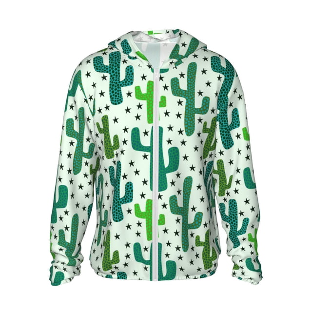 Fotbe Cactus 1 Chaqueta con Protección Solar UPF 50+ para Hombre y Mujer, Camisa con Capucha y Bolsillos-XX-Large