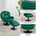thumbnail image 2 of Velvet Swivel Accent Chair with Ottoman Set, Modern Armchair with Footrest for Living room, Reading TV Chairs for adults, Comfy Chaise Lounge Chairs with 360 Degree Swiveling for Bedroom, 2 of 6