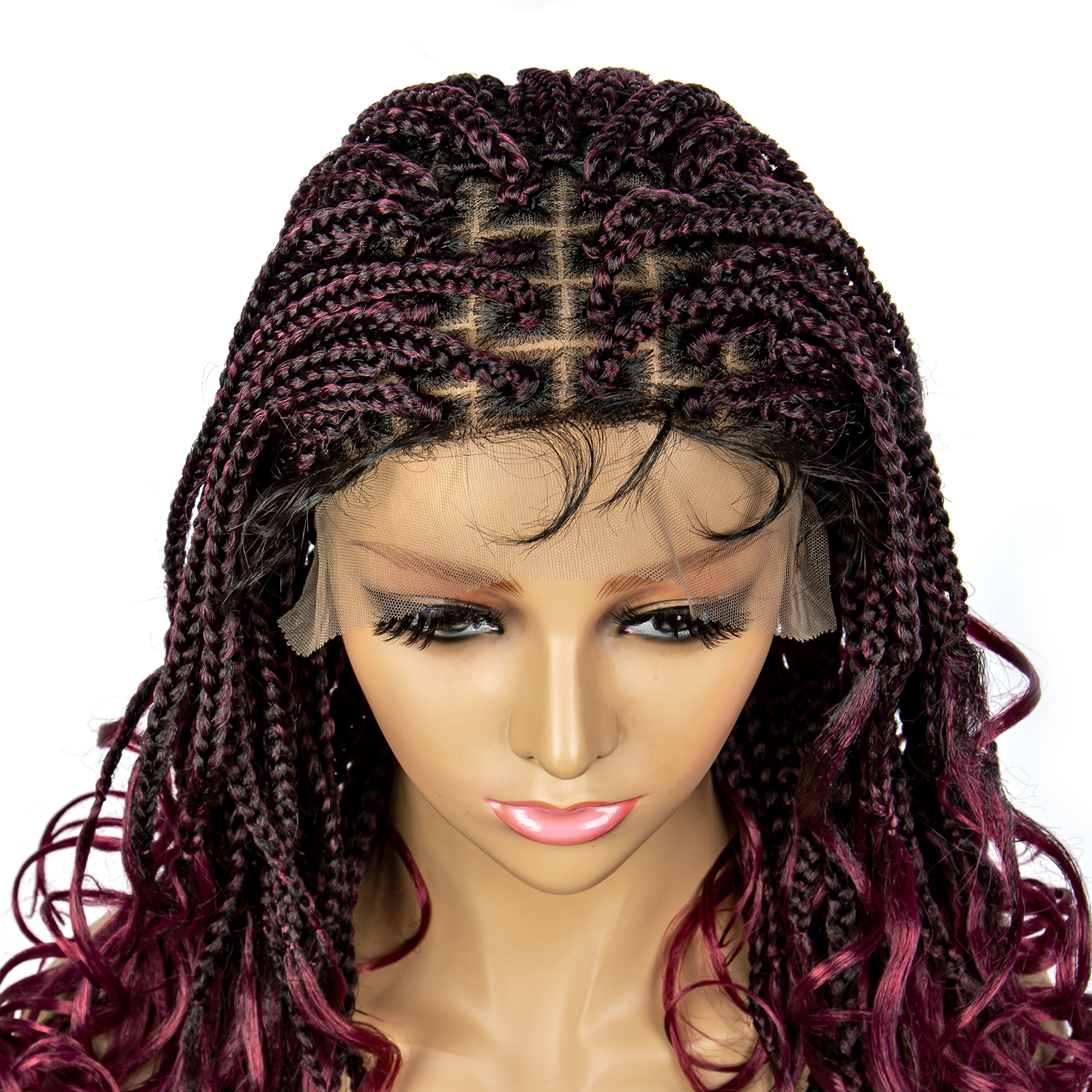 Braided Wigs for Black Women Synthetic Lace Front Wigs Square Knotless Box Braided Wigs Lightweight Cornrow Braid Braiding Hair Wigs 18 inches (1B/BUG Color)