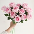 thumbnail image 4 of 1 Pcs Valentine Velvet Single Roses Artificial Flowers, Fake Silk Rose with Long Stem, Faux Real Touch Florals for DIY Bouquet, Wedding, Table Centerpieces, Home Decor, Light Pink, 4 of 9
