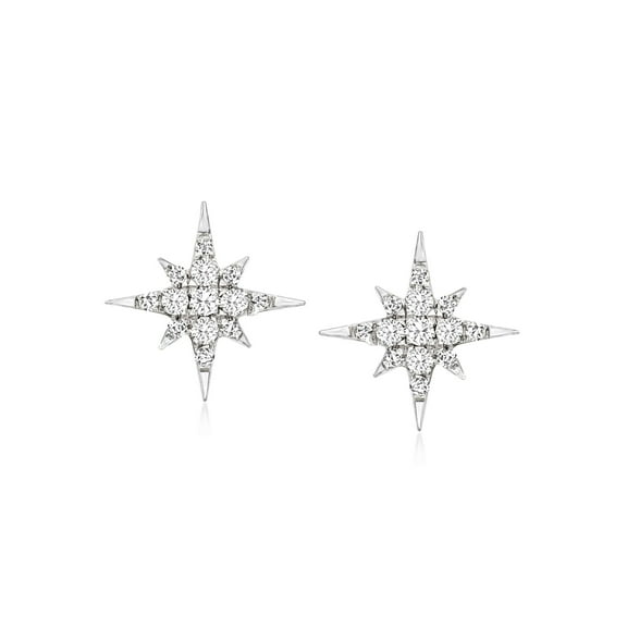 Pure Collection by Ross-Simons 0.15 ct. t.w. Diamond Star Earrings in Sterling Silver, Women's, Adult