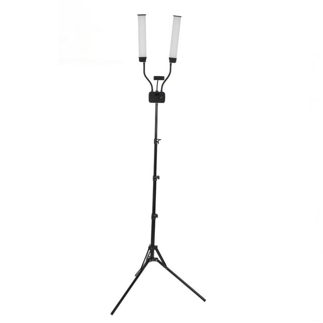 Dimmable LED Fill Light Double Arms, Double Arms LED Video Light with Adjustable Tripod Stand. Fill Beauty Light with Phone Holder for Photography, Live Streaming, Filming, Makeup