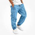 thumbnail image 2 of DJDLJWCJ Boys Jogger Cargo Pants Solid Color Elastic Waist Casual Pants Multi-pocket Outdoor Hiking Pants Blue Size 12, 2 of 8