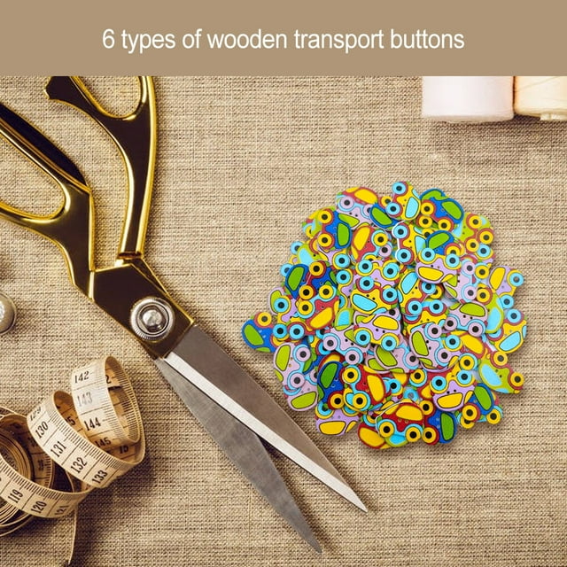 50 Pieces Wood Buttons Cartoon Transportation Painting Fasteners Car Scrapbooking Colorful Cute Button Embellishments for Sewing Accessories