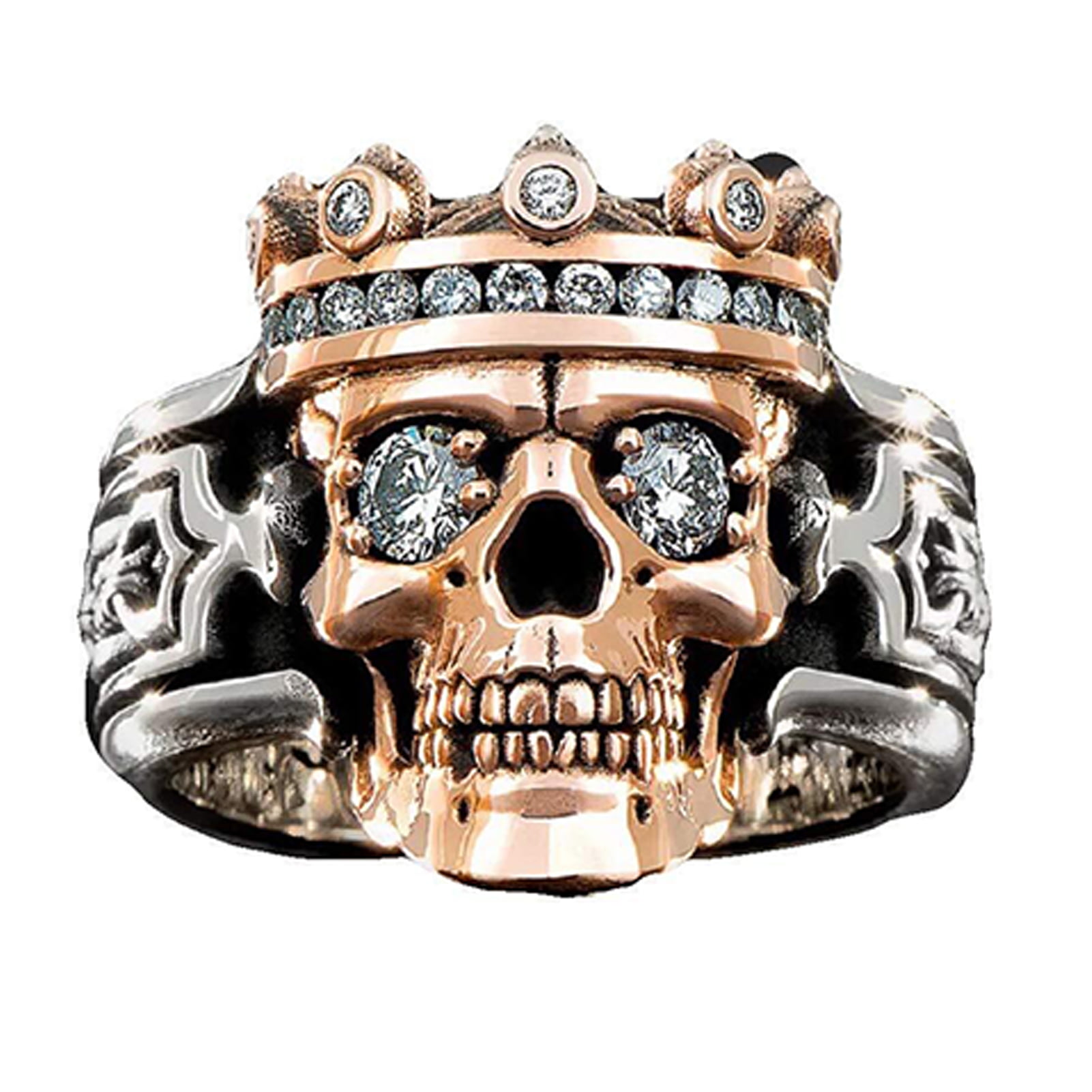Silver Skull Head Biker Rings Colorful American Flag Exquisite Mask Ornament 