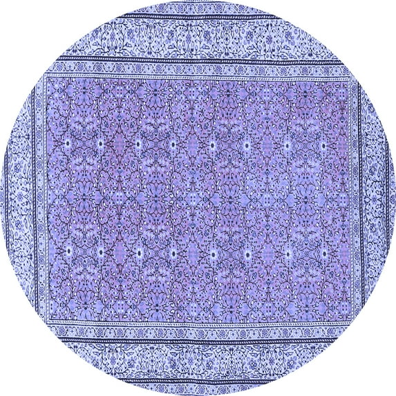 Ahgly Company Machine Washable Indoor Round Oriental Blue Traditional Area Rugs, 7' Round