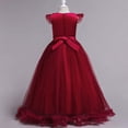 thumbnail image 4 of Vestido de dama de honor IBTOM CASTLE para niñas, largo de tul, burdeos, 5-6 años, 4 of 5