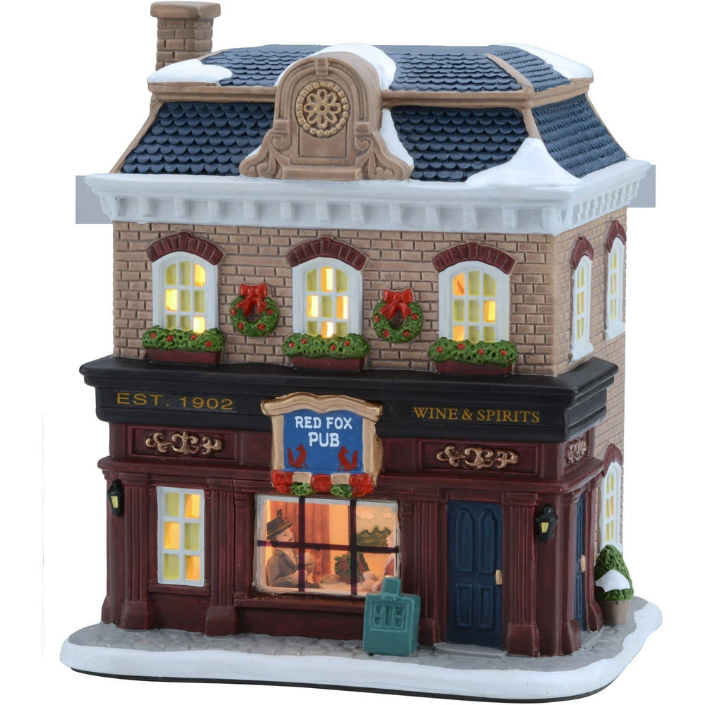 Holiday Time 7.5" Red Fox Pub Christmas Village - Walmart.com - Walmart.com