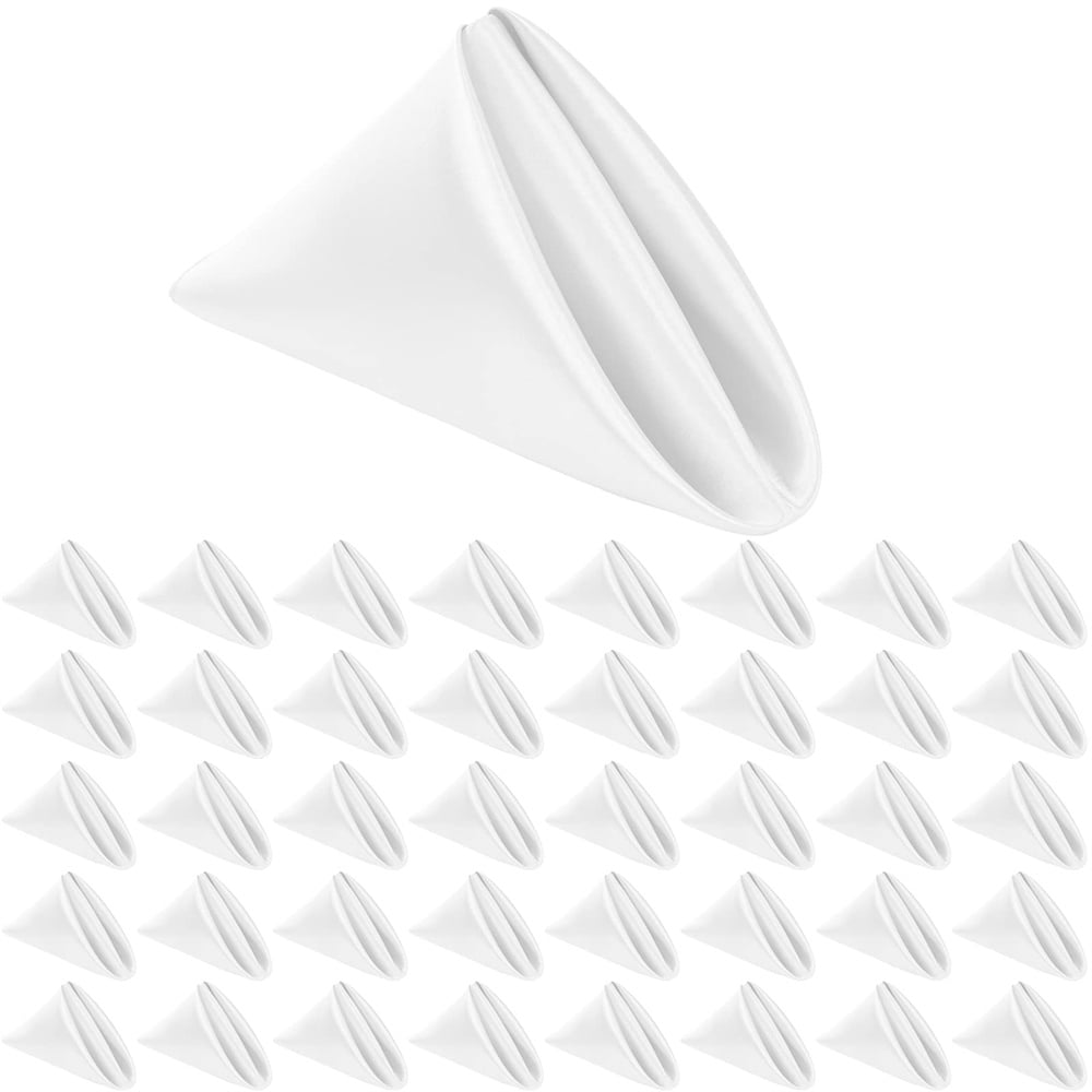 Pesonlook 40 Pieces Square Satin Dinner Ivory White Napkins 20 x 20