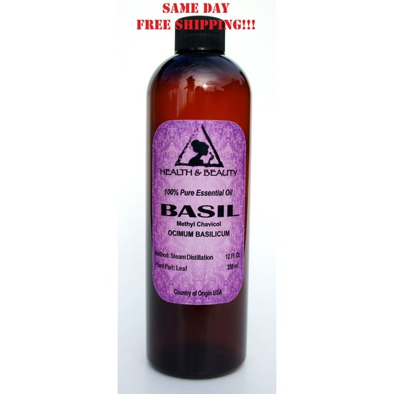 BASIL ESSENTIAL OIL METHYL CHAVICOL AROMATHERAPY NATURAL 100% PURE 12 OZ