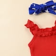 thumbnail image 6 of Zanarzt Baby Girl Clothes 4th Of July Toddler Baby Girl Clothes Letter Short Sleeve T Shirt Top Tassel Shorts Outfits Headband 3Pcs Set Red,6-9 Months, 6 of 7
