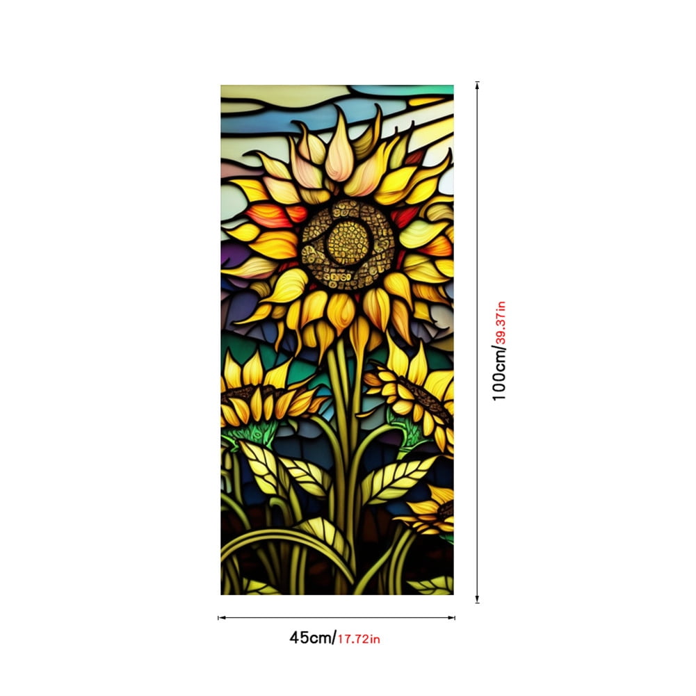Sunflower Stained Glass Window Film Removable Uv Blocking Heat Insulation Privacy Window Film Decorative Static Cling