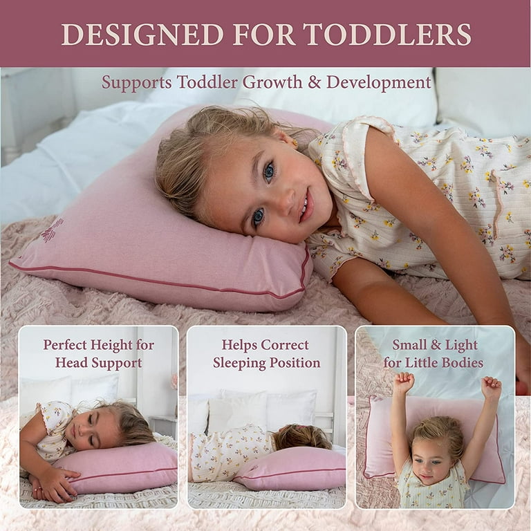 Toddler Pillow 13 x 18 Soft Hypoallergenic - Best Pillow for Kids! Better  Neck Support and Sleeping! Better Naps in Bed, a Crib, or at School! Makes