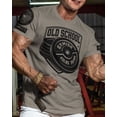 thumbnail image 2 of Gymish Old School Workout T-Shirt for Men, Funny Gym Shirt, Lifting Tee, Deadlift Shirt, Men's Athletic Top, Warm Grey with Sleeve Logo, Small, 2 of 6