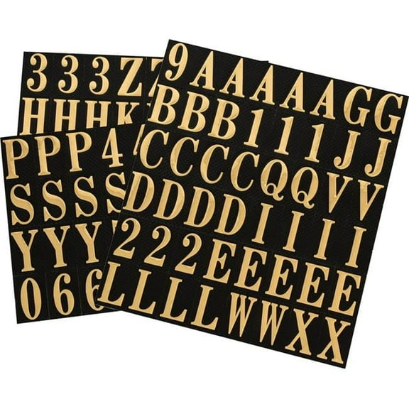 Hillman Group 1 in. Black & Gold Glossy Mylar Square Cut Self Adhesive Letters & Numbers