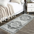 thumbnail image 2 of Twister.CK Machine Washable Runner Rug 2' x 6', Non Slip Backing Low Pile Rugs Boho Vintage Foldable Stain Resistant Indoor Carpet for Bedroom Living Room Playroom, Gray, 2 of 7