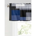 thumbnail image 6 of Valances for Windows Blue Black Rod Pocket Cafe Window Treatments Valance Curtains for Kitchen Bathroom Laundry Basement Windows 42"x18", 6 of 9