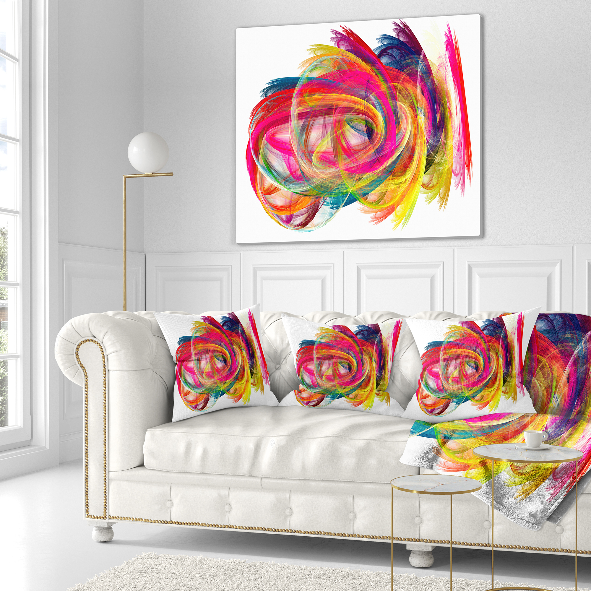 Designart Colorful Thick Strokes - Abstract Throw Pillow - 18x18