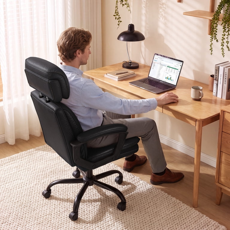Patbrela High Back Office Chair, Adjustable Headrest, Black photo 5