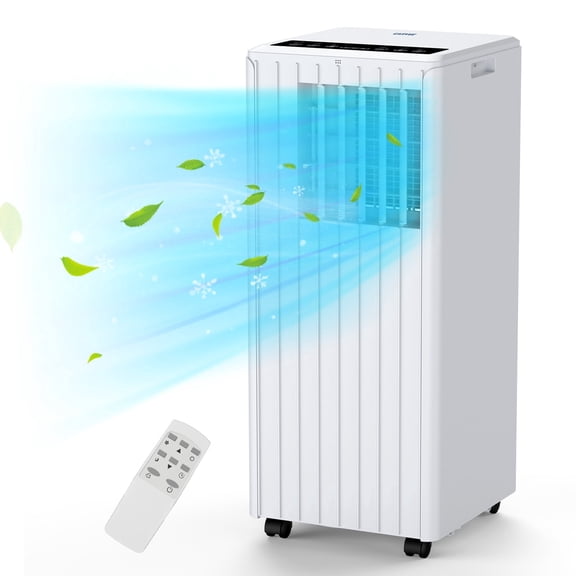 8000 BTU Muti-Func Portable AC, 3-in-1 Cooler Dehumidifier & Fan, Low Noise Energy Saving, 24H Timer, Remote & Window Kit, Cooling Area Max 300 Sq.Ft for Bedroom Office & Household Use
