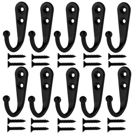 

10 Pieces Hooks Wall Mounted Coat Hook Cloth Hanger Hooks with 20 Pieces Screws for Bathroon Kitchen