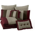 thumbnail image 7 of Chezmoi Collection Luxury Pleated Striped Comforter Set, Queen, Burgundy/Brown/Coffee, 8-Piece, 7 of 7