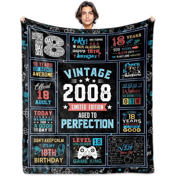 18th Birthday Gifts for Boys, Birthday Gifts for 18 Year Old Boy Blanket 60"X50", Gifts for 18 Year Old Boy, 18th Birthday Decorations for Boys Men Gift Ideas for Son Grandson Brother
