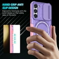 thumbnail image 3 of for Samsung Galaxy S23 Case with Camera Sliding Cover, [Compatible with MagSafe] with Magnetic Ring Kickstand, Military Grade Heavy Duty Protection Phone Case for Galaxy S23, Purple, 3 of 10