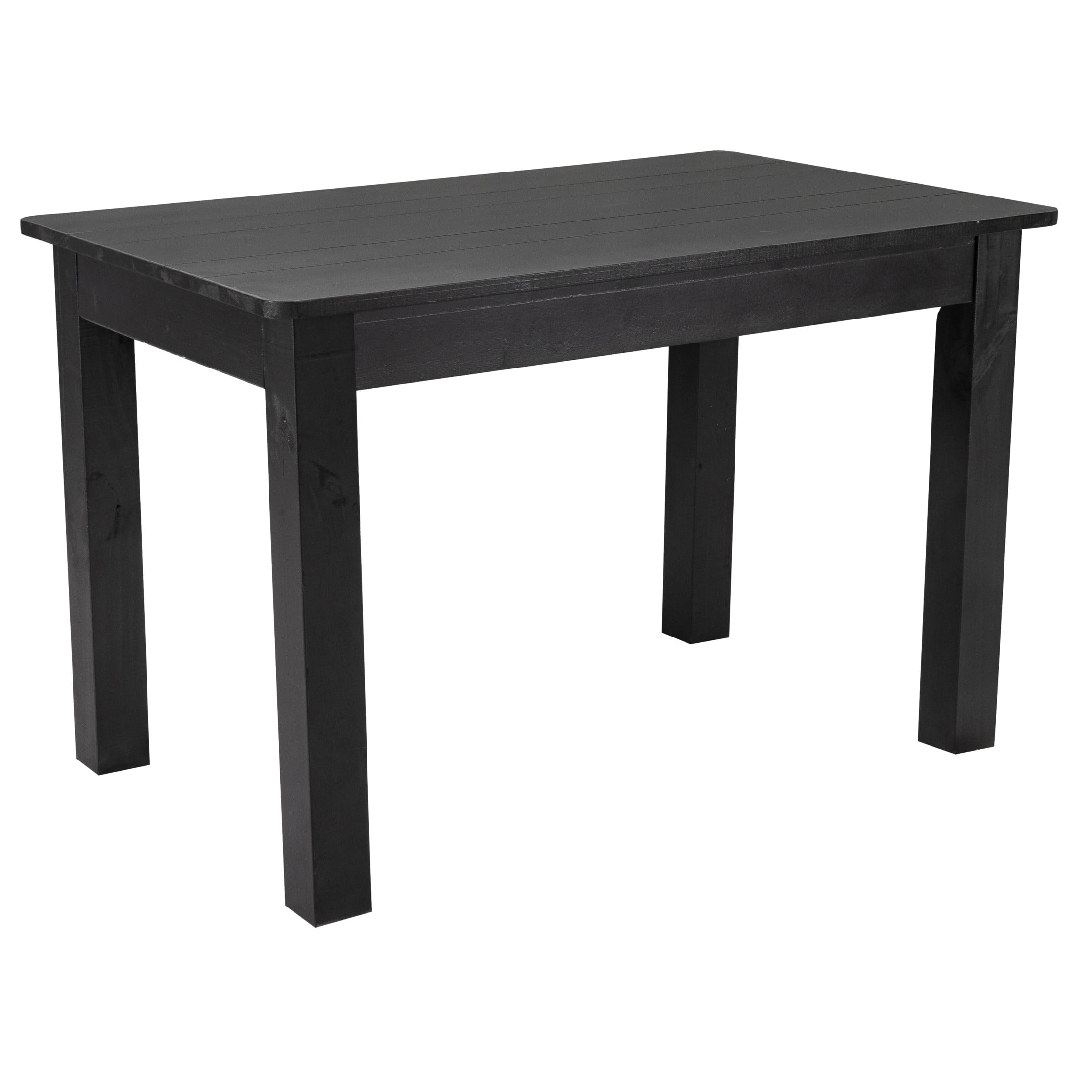 Emma + Oliver 46" x 30" Rectangular Black Wash Solid Pine Farm Dining Table