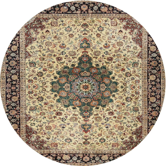Ahgly Company Tapis d'Intérieur Lavables en Machine, Ronds, Marron Sépia Traditionnel, 3' Ronds