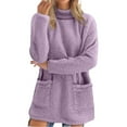 thumbnail image 1 of Tiweut Chandails à Capuchon Décontractés pour Femmes en Molleton à Col Rond Chandails à Manches Longues Thermiques avec Poche Chandail à Enfiler Doux et Chaud Vêtements d'Extérieur d'Hiver Blouses, Violet Pâle, m, 1 of 6