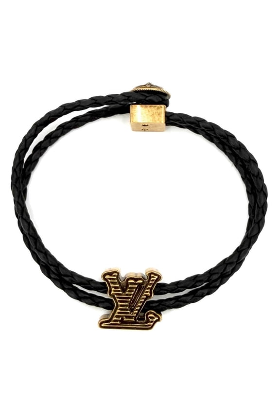 Pre-Owned Louis Vuitton Men's Monogram LV Rodeo Bracelet, M8735, Black with Gold accents,...