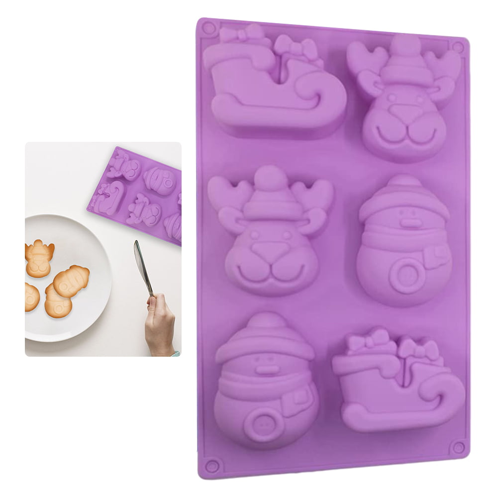 Christmas Snowman Reindeer Sleigh Silicone Mold for Jelly Biscuits Soap Chocolate Candy Cupcake Ice Cube Muffin Pan Baking Mould