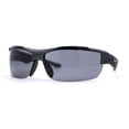 thumbnail image 1 of Xloop Mens Wrap Futuristic Half Rim Mirror Sport Sunglasses Grey Black, 1 of 4
