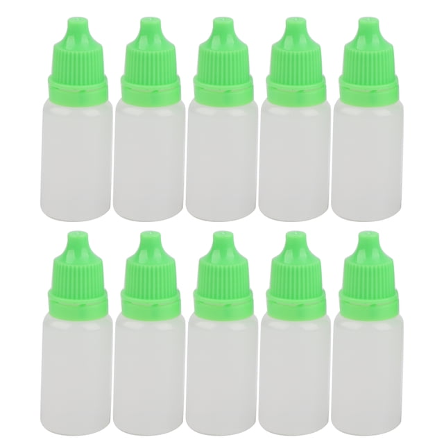 50 Uds. Botella de líquido para ojos de 10ml contenedor de gotas para los ojos vacío exprimible portátil con tapa verde