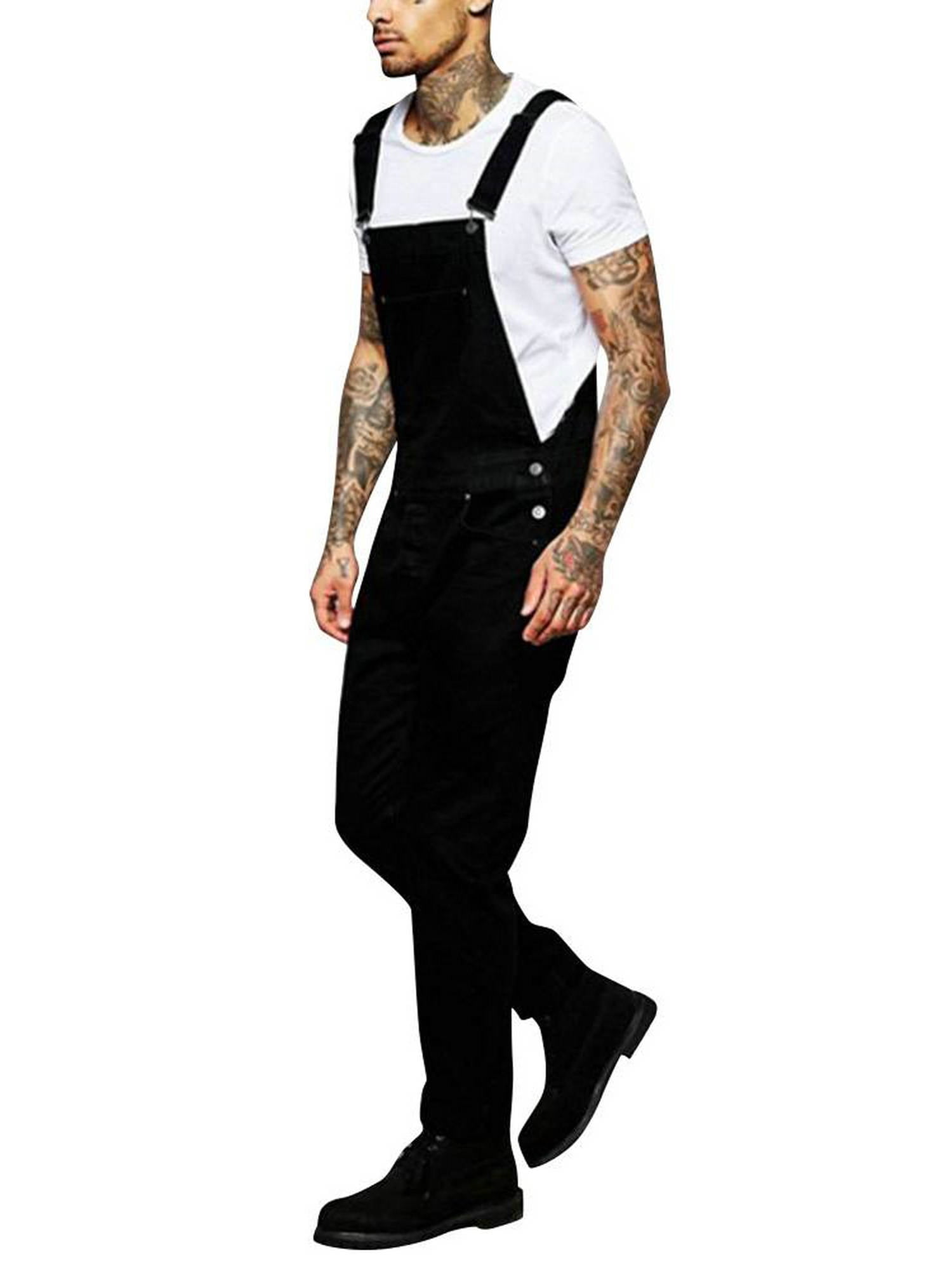 JustVH Men Casual Workwear Fulllength Overalls Denim Bib pants