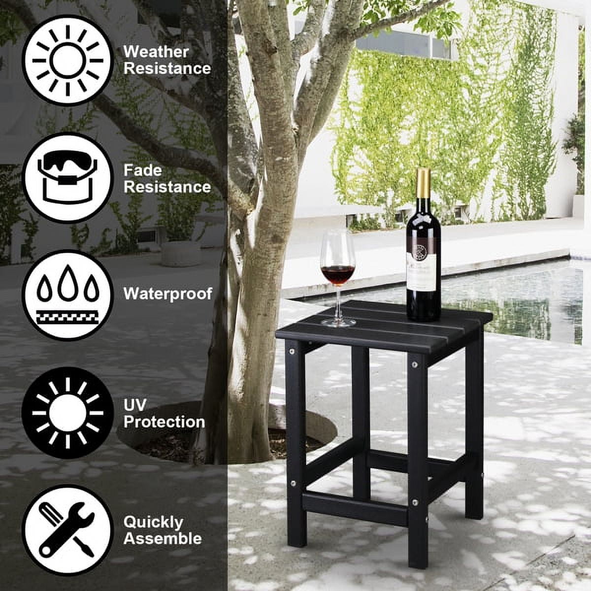 36*36*47cm Single Layer Square HDPE Side Table Black