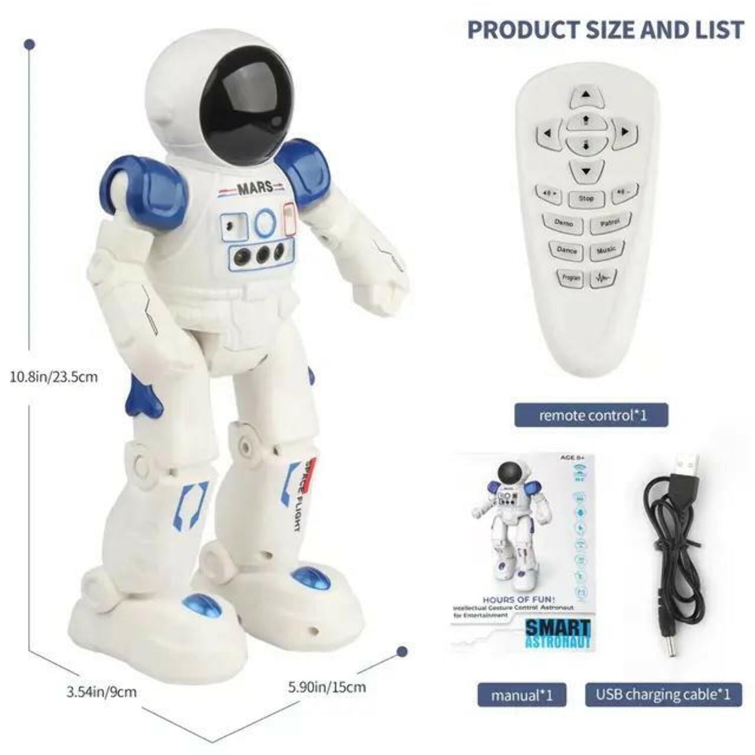 GN Universe Smart Astronaut Space Robot With Remote Control And Gesture Sensing USB Charger Ages 6+