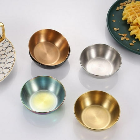 

Stainless Steel Round Sauce Bowl Kitchen Seasoning Dish Snack Dish Sushi Dipping Plate 1pcs