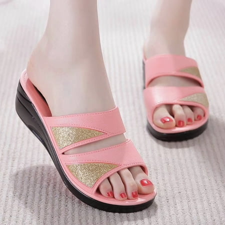 

〖Yilirongyumm〗 Pink 37 Slippers For Women Comfortable Fashionable Shoes Soft Simple Wedge And Slippers Elegant Women s Slipper